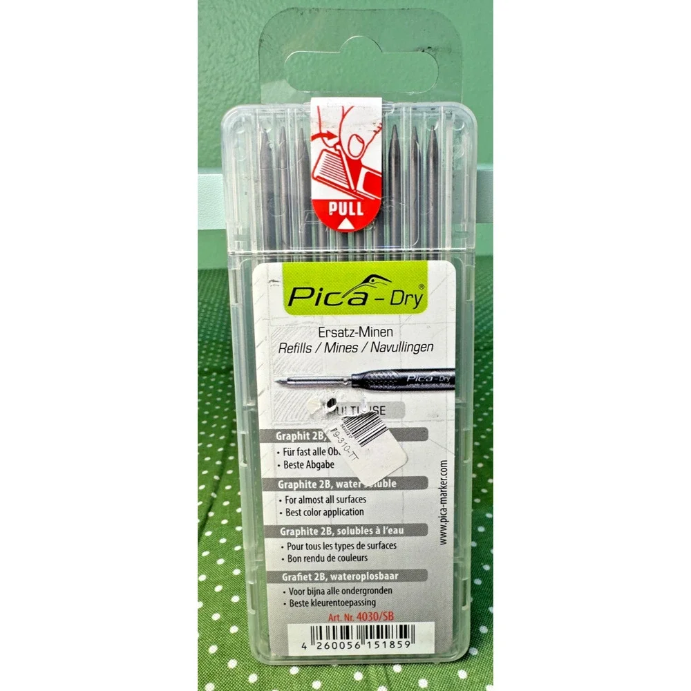 Pica Dry Graphite 2B Refill, 4030, 10 Pack 125mm